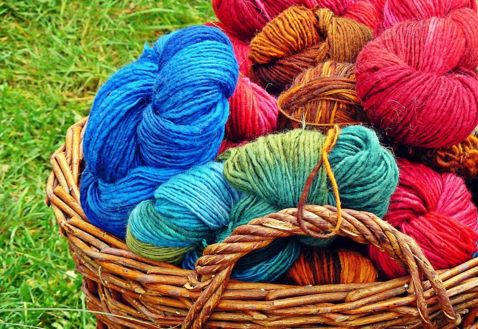 Basket of coloured yarn